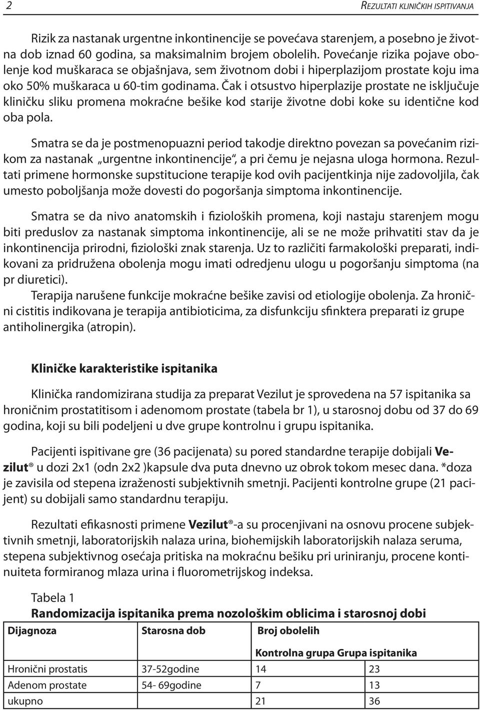 Čak i otsustvo hiperplazije prostate ne isključuje kliničku sliku promena mokraćne bešike kod starije životne dobi koke su identične kod oba pola.