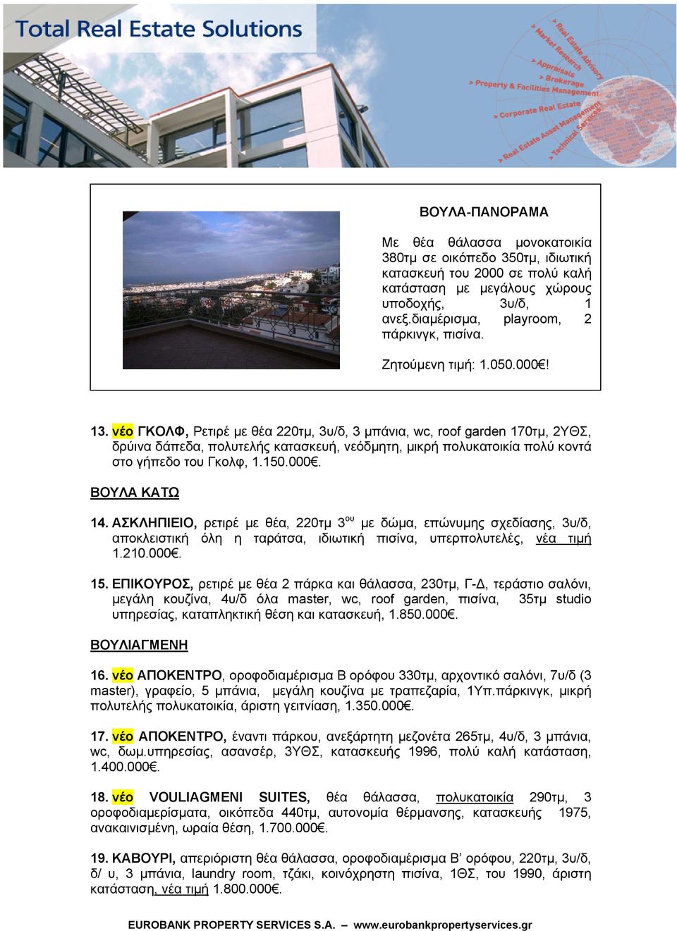 νέο ΓΚΟΛΦ, Ρετιρέ με θέα 220τμ, 3υ/δ, 3 μπάνια, wc, roof garden 170τμ, 2ΥΘΣ, δρύινα δάπεδα, πολυτελής κατασκευή, νεόδμητη, μικρή πολυκατοικία πολύ κοντά στο γήπεδο του Γκολφ, 1.150.000. ΒΟΥΛΑ ΚΑΤΩ 14.