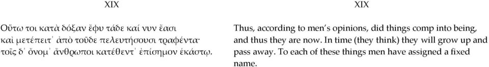 XIX Thus, according to men s opinions, did things comp into being, and thus they are