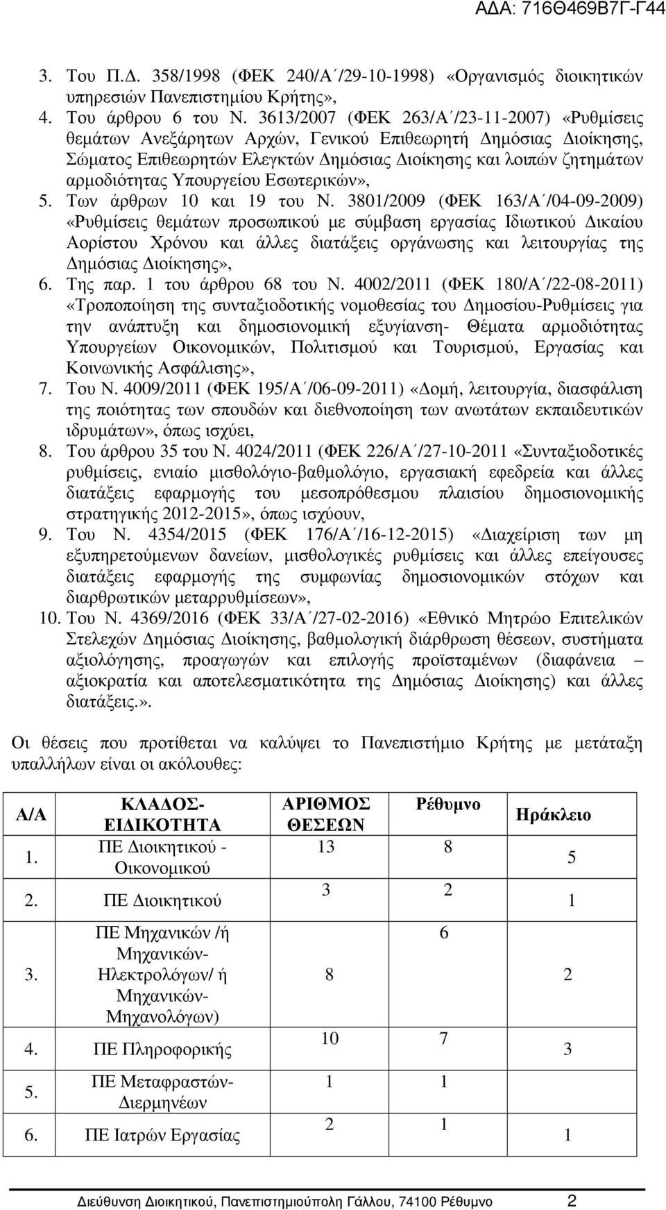 Εσωτερικών», 5. Των άρθρων 0 και 9 του Ν.