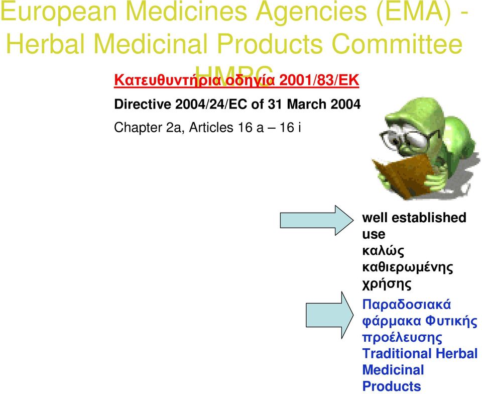 Chapter 2a, Articles 16 a 16 i well established use καλώς καθιερωµένης