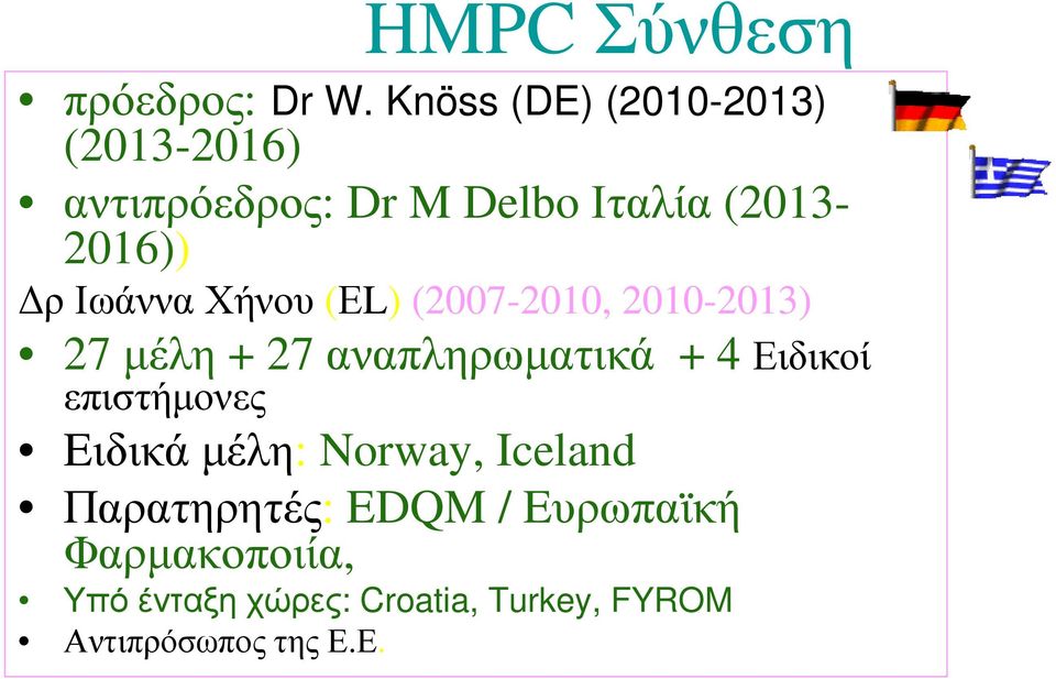 Ιωάννα Χήνου (ΕL) (2007-2010, 2010-2013) 27 µέλη + 27 αναπληρωµατικά + 4Ειδικοί