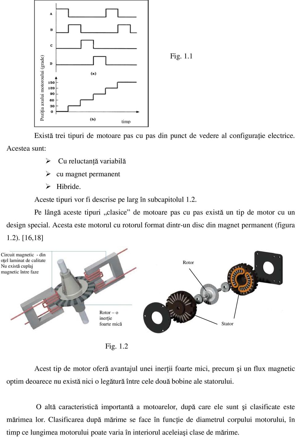 Pe lângă aceste tipuri clasice de motoare pas cu pas există un tip de motor cu un design special. Acesta este motorul cu rotorul format dintr-un disc din magnet permanent (figura 1.2).