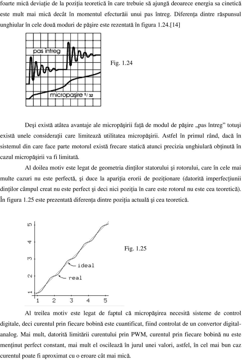 24.[14] Fig. 1.24 Deşi există atâtea avantaje ale micropăşirii faţă de modul de păşire pas întreg totuşi există unele consideraţii care limitează utilitatea micropăşirii.