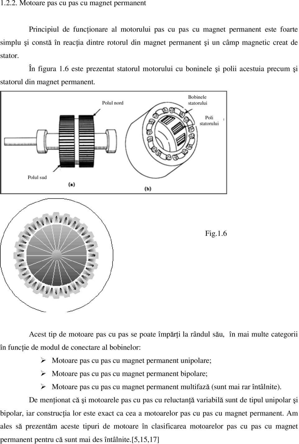 Polul nord Bobinele statorului Poli statorului Polul sud Fig.1.
