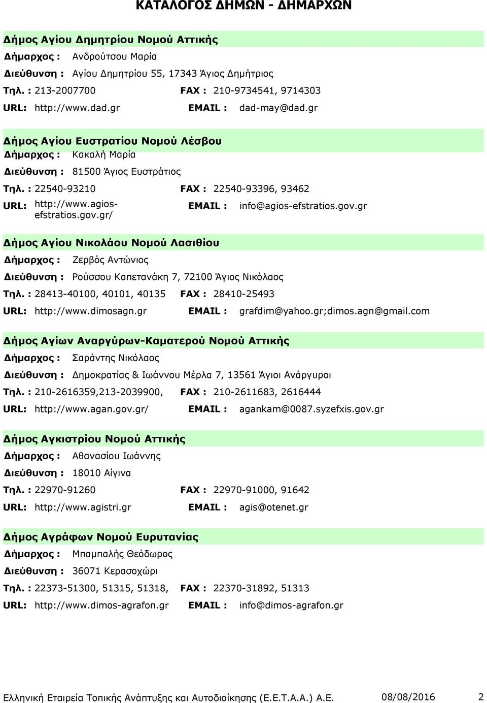 gr/ info@agios-efstratios.gov.gr Δήμος Αγίου Νικολάου Νομού Λασιθίου Ζερβός Αντώνιος Ρούσσου Καπετανάκη 7, 72100 Άγιος Νικόλαος Τηλ. : 28413-40100, 40101, 40135 FAX : 28410-25493 http://www.dimosagn.