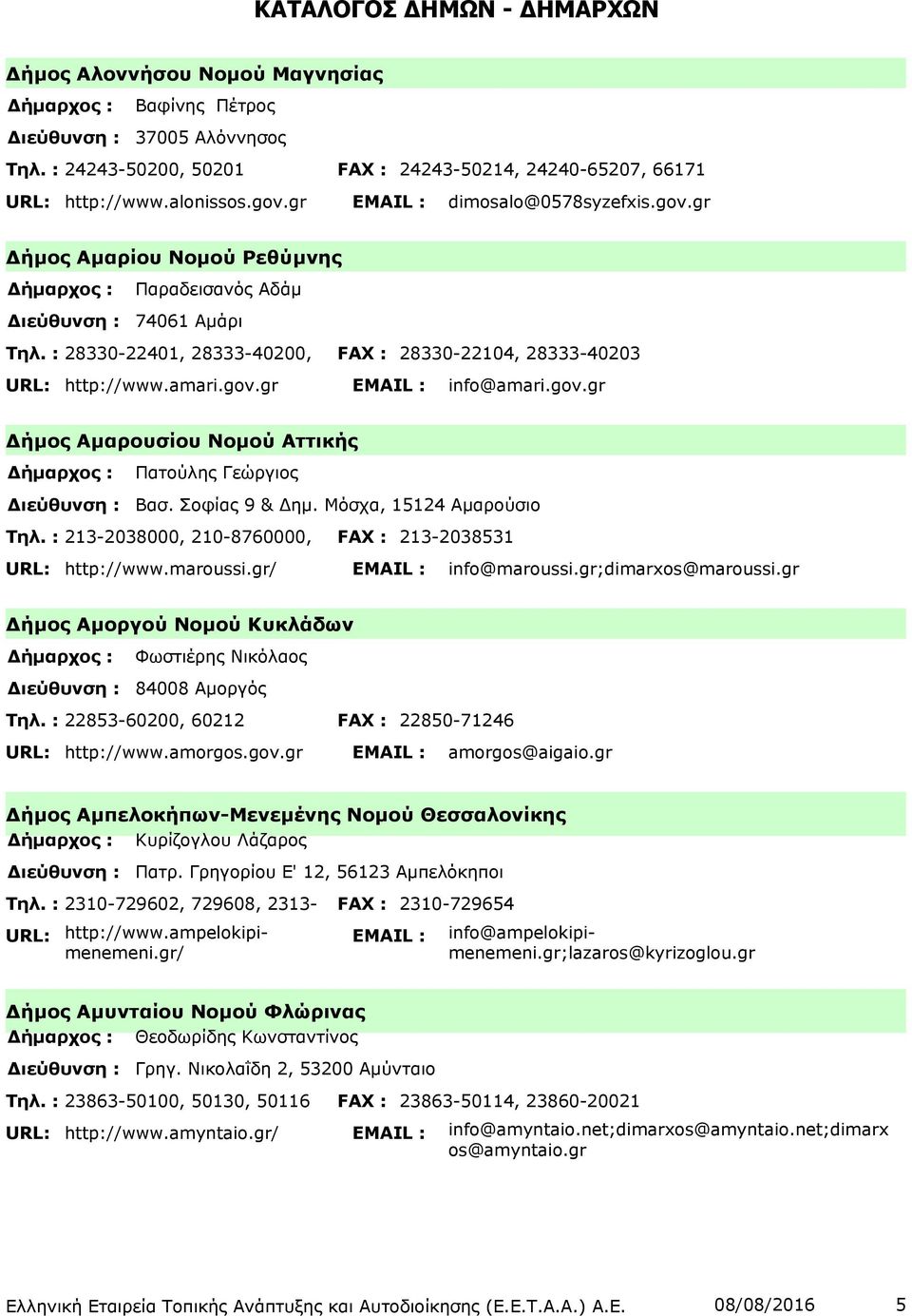 Σοφίας 9 & Δημ. Μόσχα, 15124 Αμαρούσιο Τηλ. : 213-2038000, 210-8760000, FAX : 213-2038531 http://www.maroussi.gr/ info@maroussi.gr;dimarxos@maroussi.