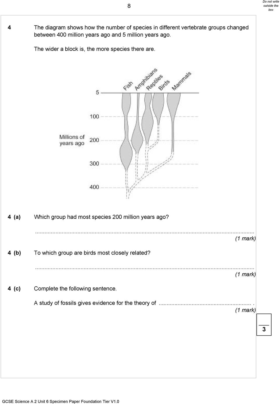 4 (a) Which group had most species 200 million years ago?