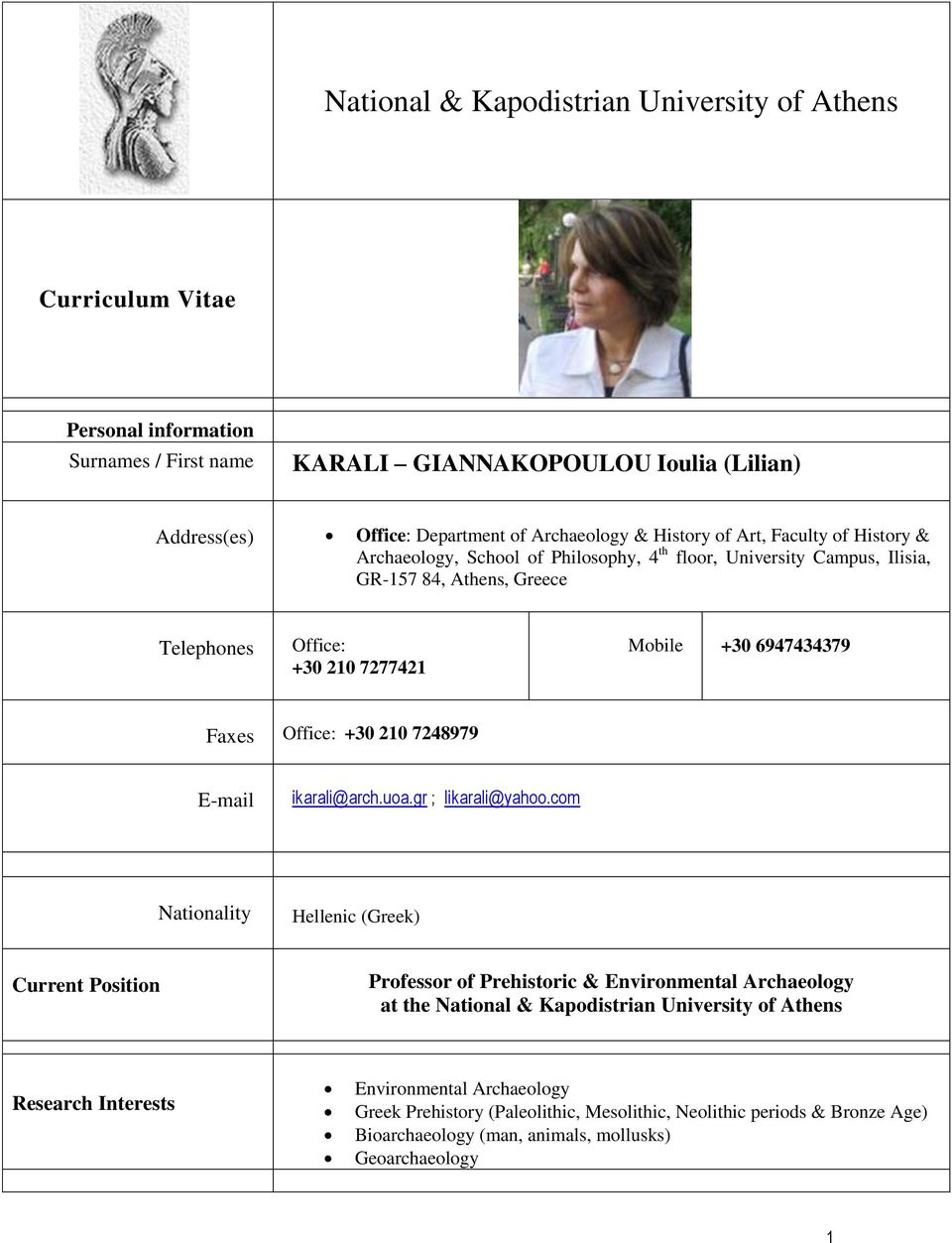 Faxes Office: +30 210 7248979 E-mail ikarali@arch.uoa.gr ; likarali@yahoo.