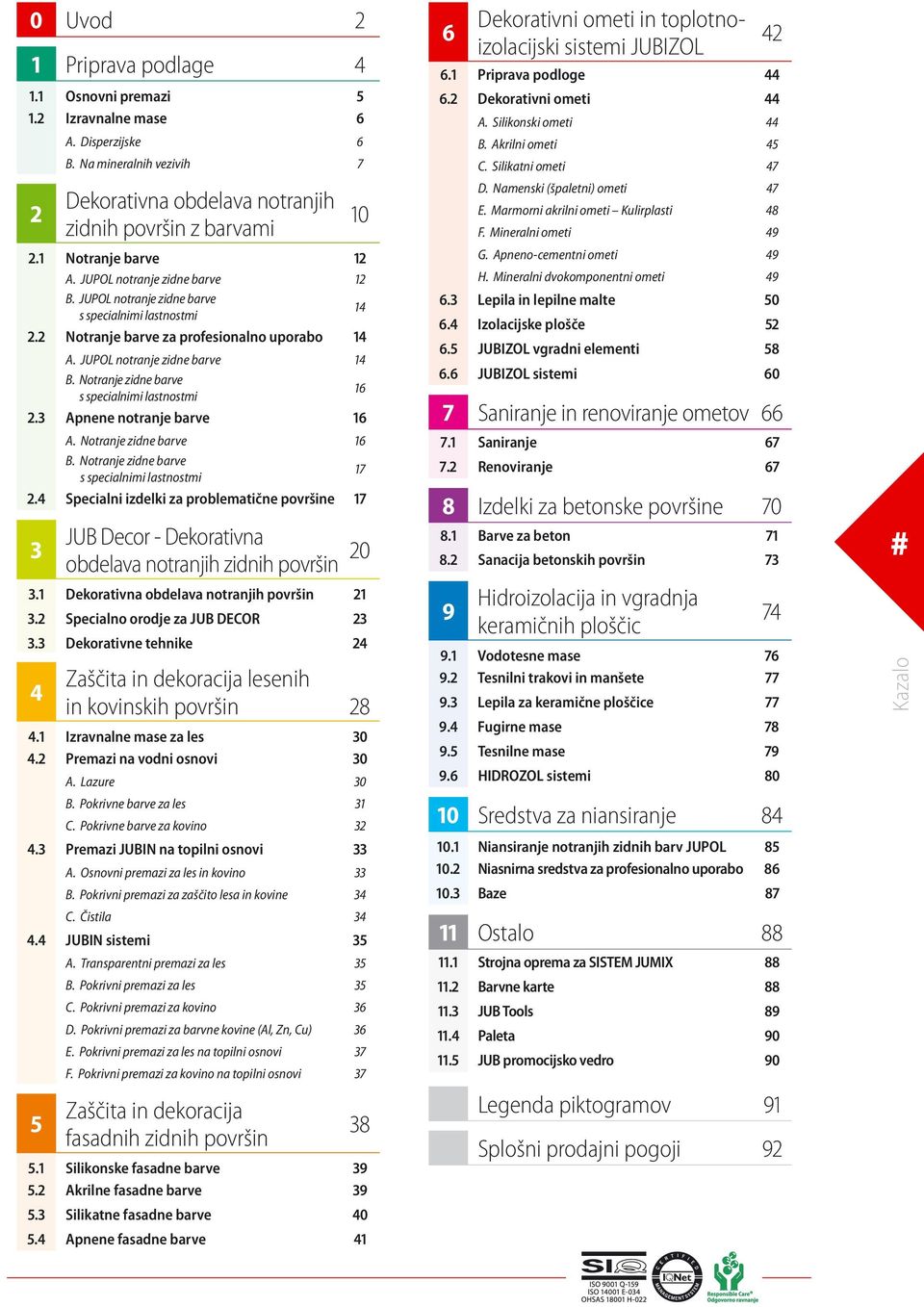 Notranje zidne barve s specialnimi lastnostmi 16 2.3 Apnene notranje barve 16 A. Notranje zidne barve 16 B. Notranje zidne barve s specialnimi lastnostmi 17 2.