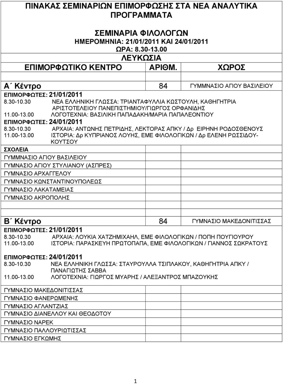 30 ΑΡΧΑΙΑ: ΑΝΤΩΝΗΣ ΠΕΤΡΙΔΗΣ, ΛΕΚΤΟΡΑΣ ΑΠΚΥ / Δρ ΕΙΡΗΝΗ ΡΟΔΟΣΘΕΝΟΥΣ 11.00-13.