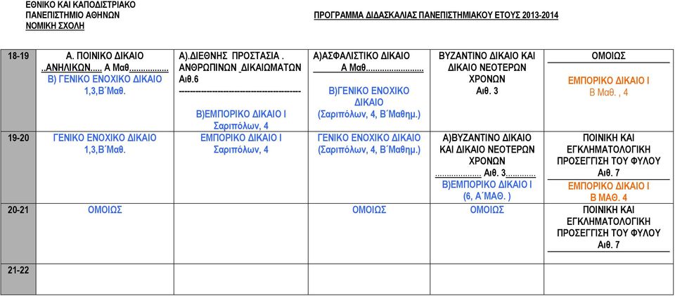.. Β)ΓΕΝΙΚΟ ΕΝΟΧΙΚΟ ΔΙΚΑΙΟ (Σαριπόλων, 4, Β Μαθημ.) ΓΕΝΙΚΟ ΕΝΟΧΙΚΟ ΔΙΚΑΙΟ (Σαριπόλων, 4, Β Μαθημ.) ΒΥΖΑΝΤΙΝΟ ΔΙΚΑΙΟ ΚΑΙ ΔΙΚΑΙΟ ΝΕΟΤΕΡΩΝ ΧΡΟΝΩΝ Αιθ.