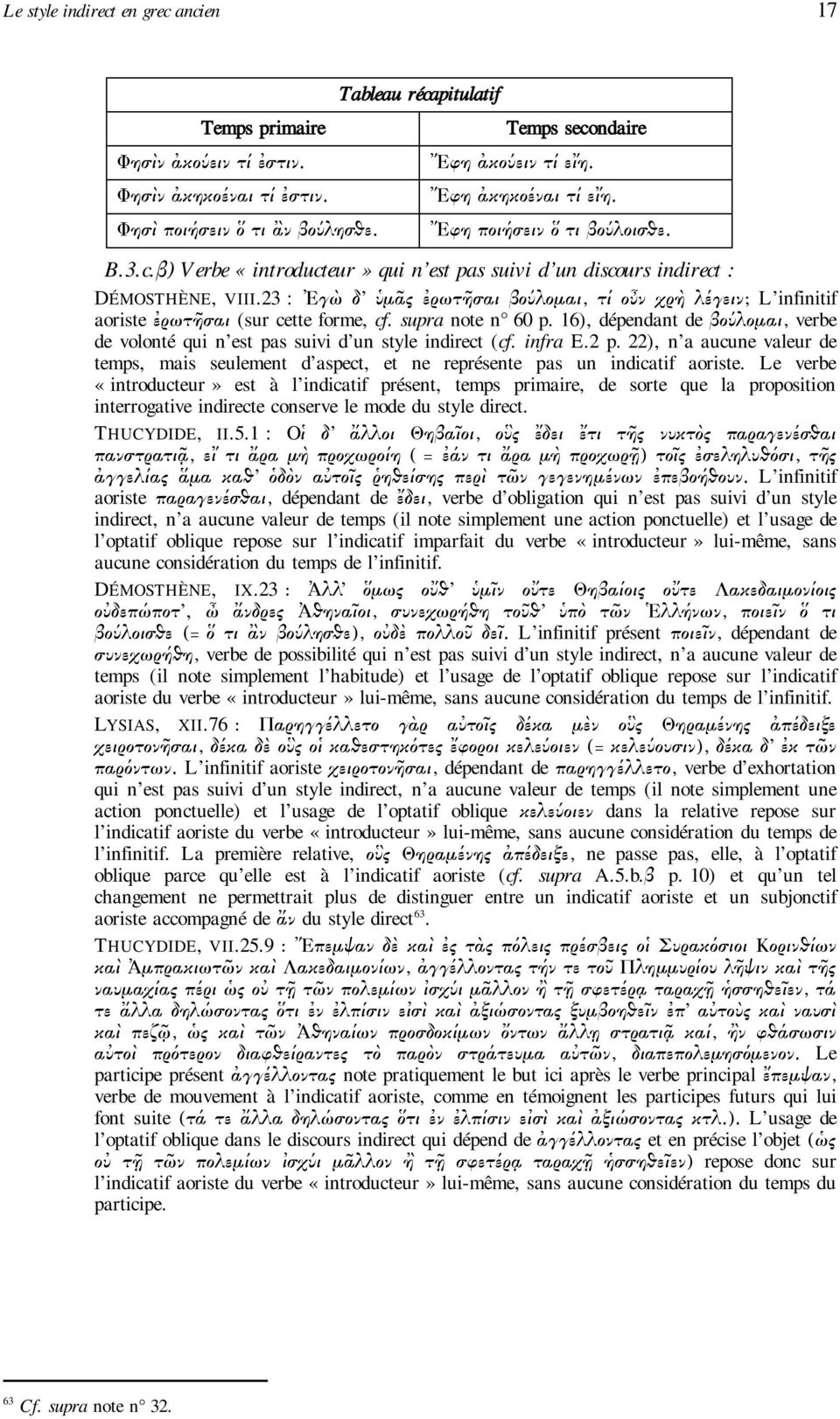 23 : Ἐγὼ δ ὑμᾶς ἐρωτῆσαι βούλομαι, τί οὖν χρὴ λέγειν; L infinitif aoriste ἐρωτῆσαι (sur cette forme, cf. supra note n 60 p.