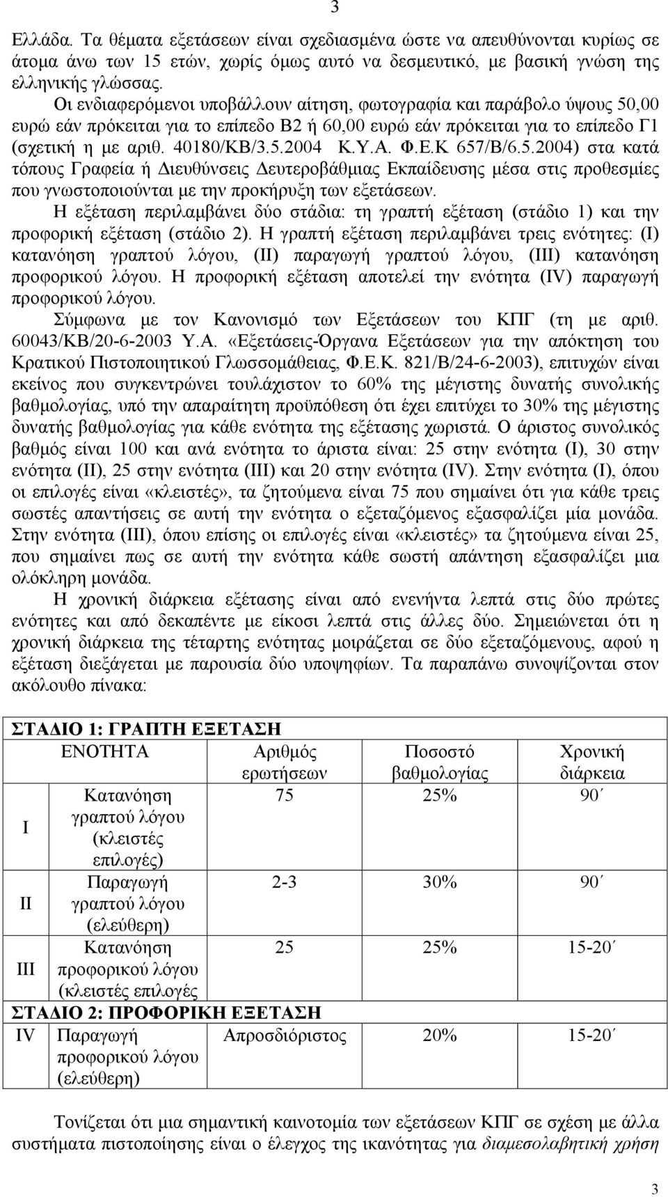 Ε.Κ 657/Β/6.5.2004) στα κατά τόπους Γραφεία ή ιευθύνσεις ευτεροβάθµιας Εκπαίδευσης µέσα στις προθεσµίες που γνωστοποιούνται µε την προκήρυξη των εξετάσεων.