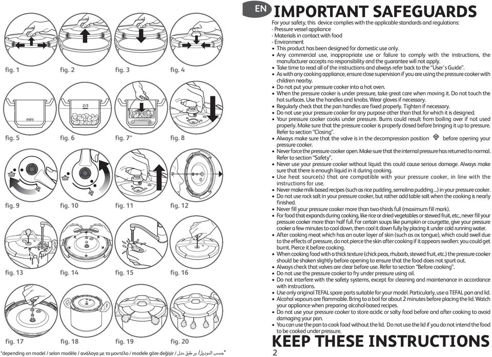 and regulations: - Pressure vessel appliance - Materials in contact with food - Environment This product has been designed for domestic use only.