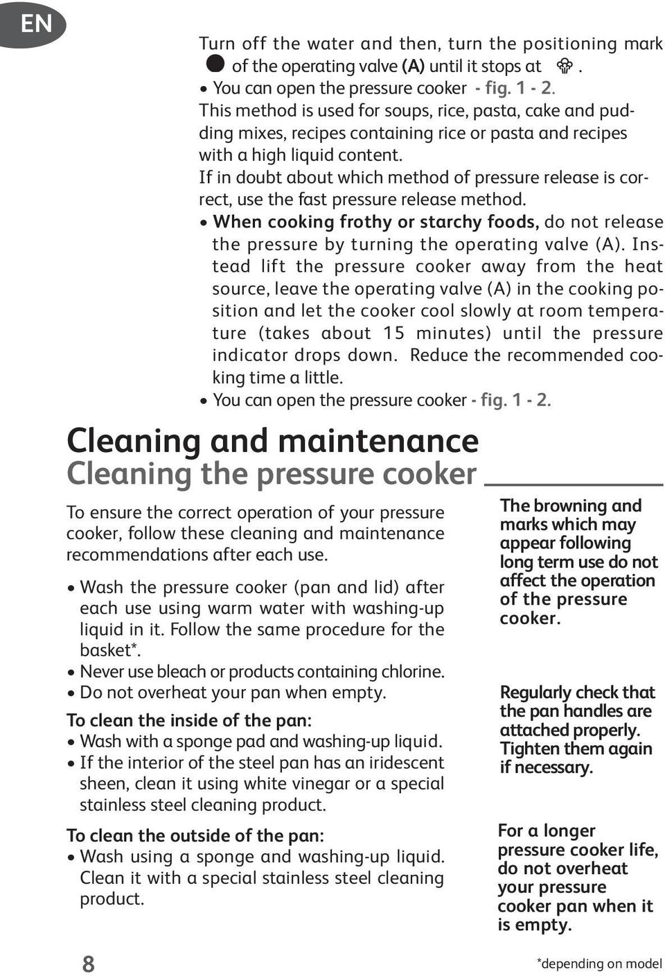 If in doubt about which method of pressure release is correct, use the fast pressure release method.