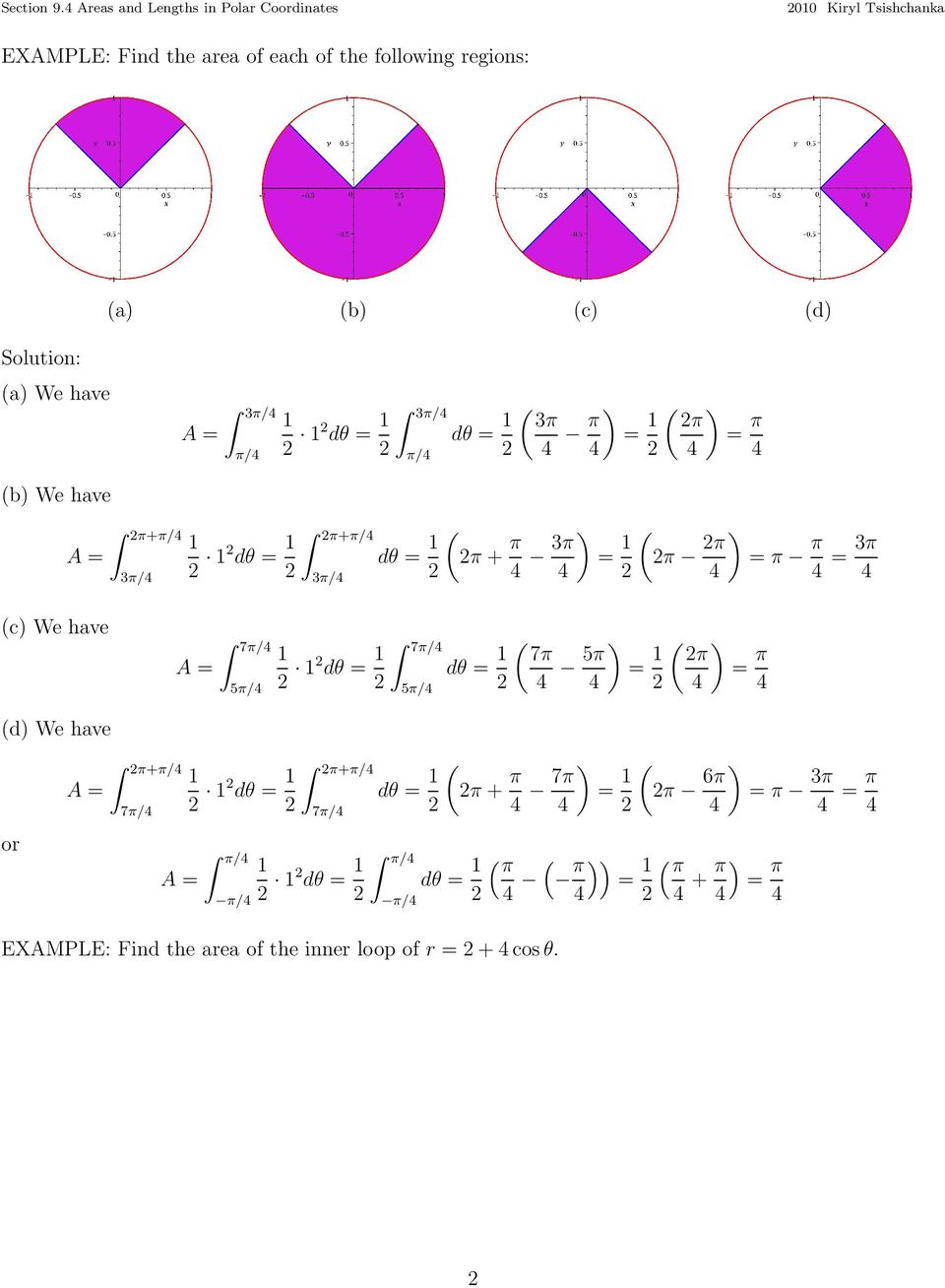 We have A 7π/4 5π/4 7π/4 5π/4 7π 4 5π 4 ) ) π π 4 4 d) We have or A π+π/4 7π/4 A π/4 π/4 π+π/4 7π/4 π + π 4 7π