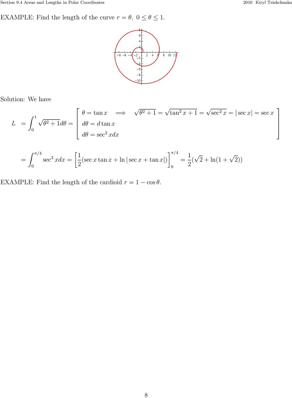 tanx sec xdx π/4 sec 3 xdx [ ] π/4 sec x tan x + ln sec x +