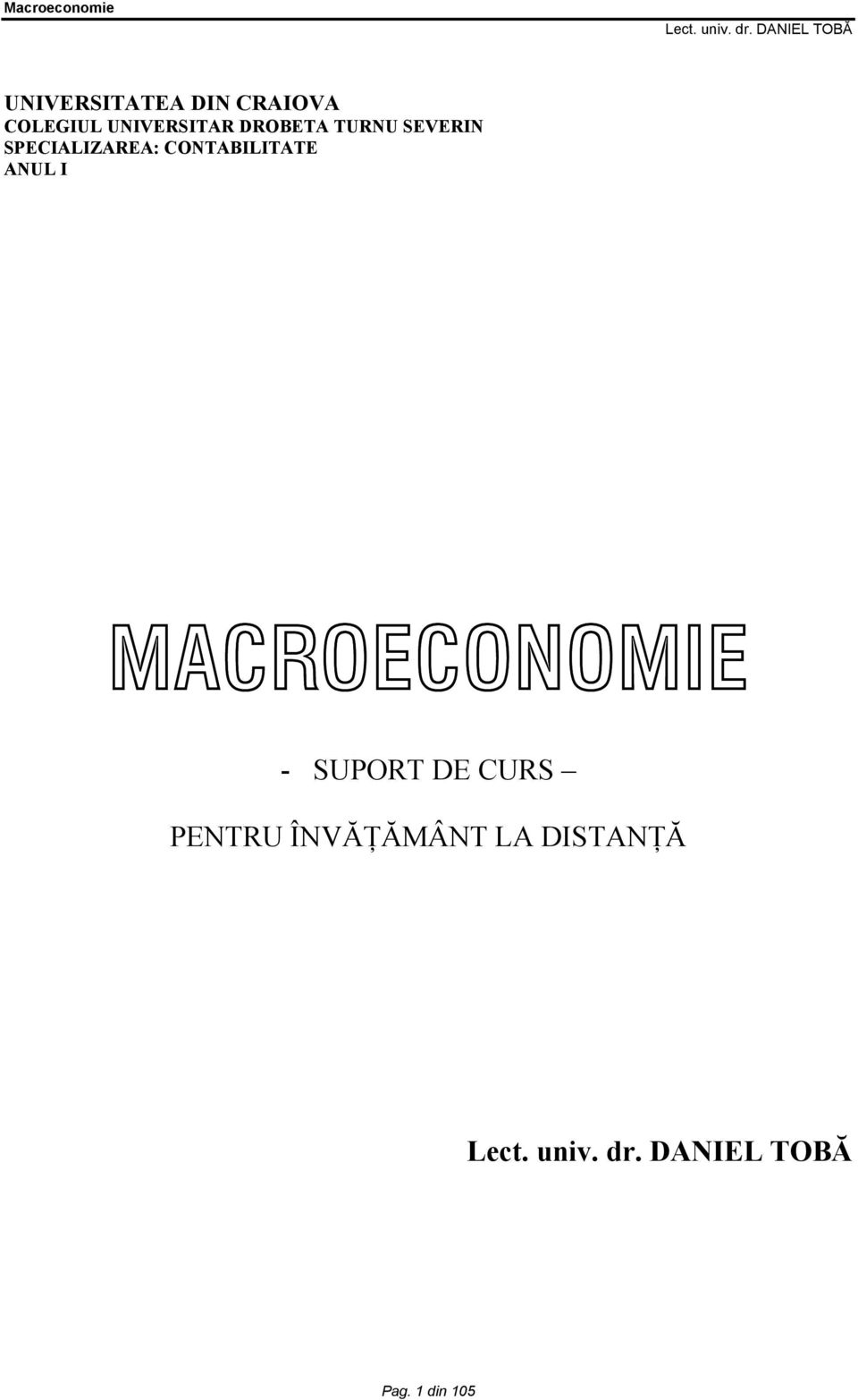 SPECIALIZAREA: CONTABILITATE ANUL I