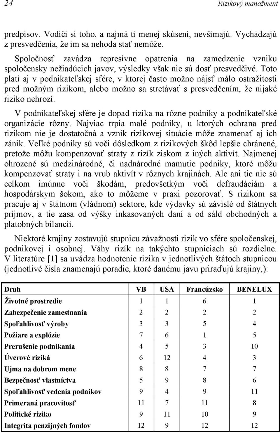 Toto platí aj v podnikateľskej sfére, v ktorej často možno nájsť málo ostražitosti pred možným rizikom, alebo možno sa stretávať s presvedčením, že nijaké riziko nehrozí.