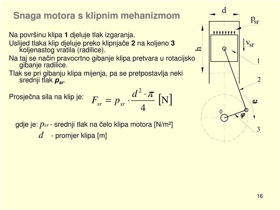 Na taj se način pravocrtno gibanje klipa pretvara u rotacijsko gibanje radilice.