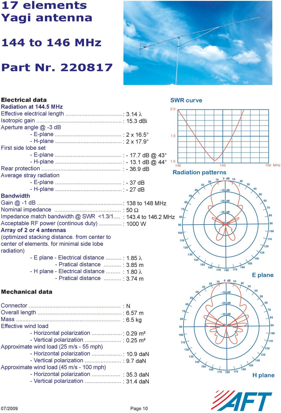 Acceptable RF power (continous duty) (optimized stacking distance from center to center of elements for minimal side lobe - - Electrical distance - Pratical distance - - Electrical distance -