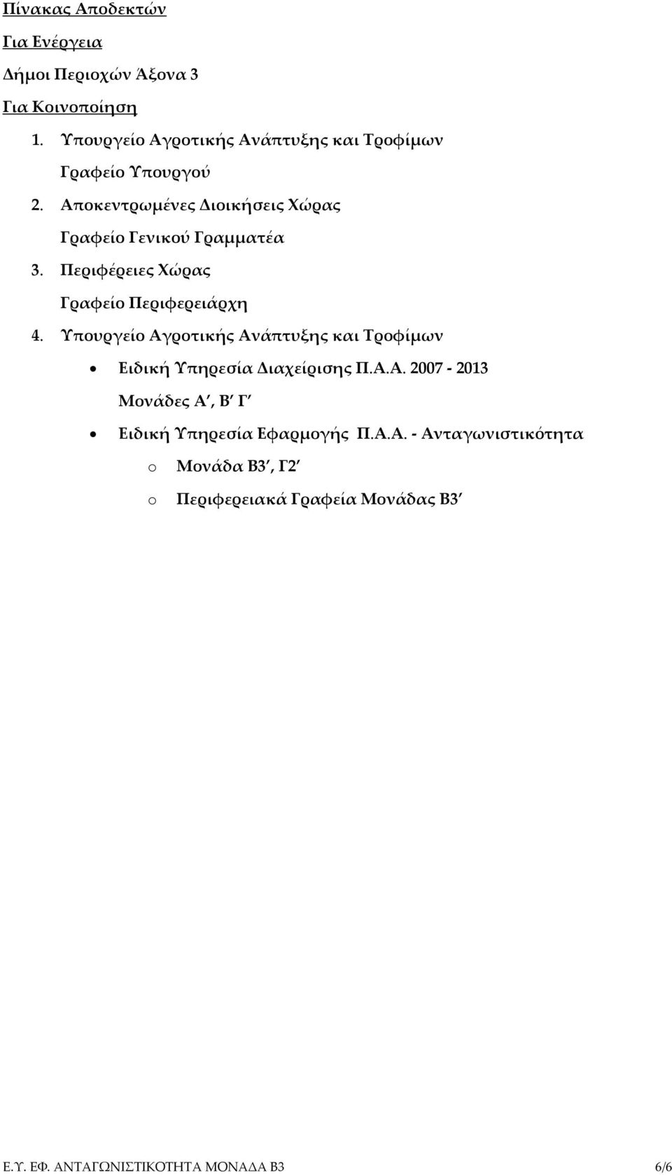 Αποκεντρωμένες Διοικήσεις Χώρας Γραφείο Γενικού Γραμματέα 3. Περιφέρειες Χώρας Γραφείο Περιφερειάρχη 4.