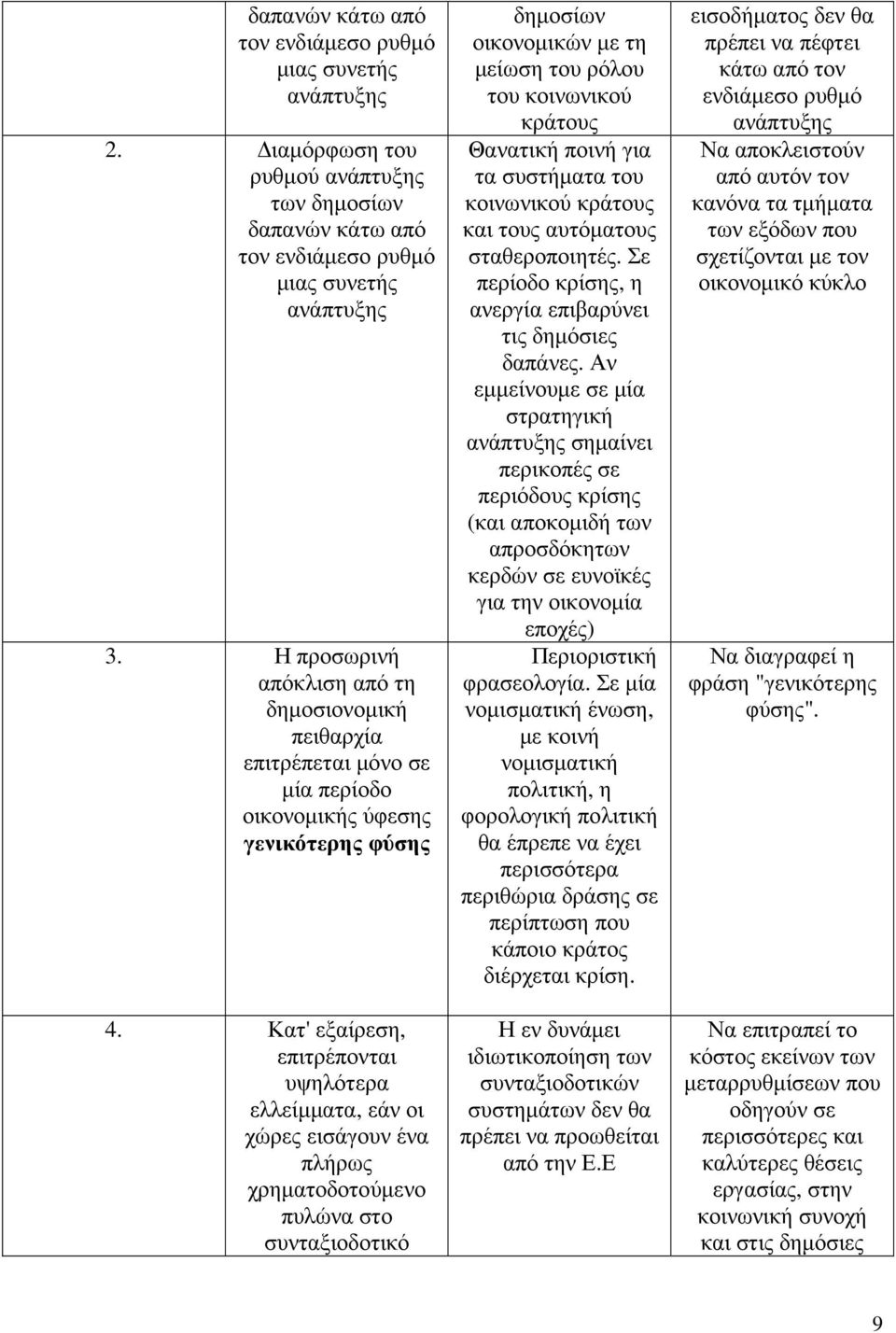 Κατ' εξαίρεση, επιτρέπονται υψηλότερα ελλείµµατα, εάν οι χώρες εισάγουν ένα πλήρως χρηµατοδοτούµενο πυλώνα στο συνταξιοδοτικό δηµοσίων οικονοµικών µε τη µείωση του ρόλου του κοινωνικού κράτους