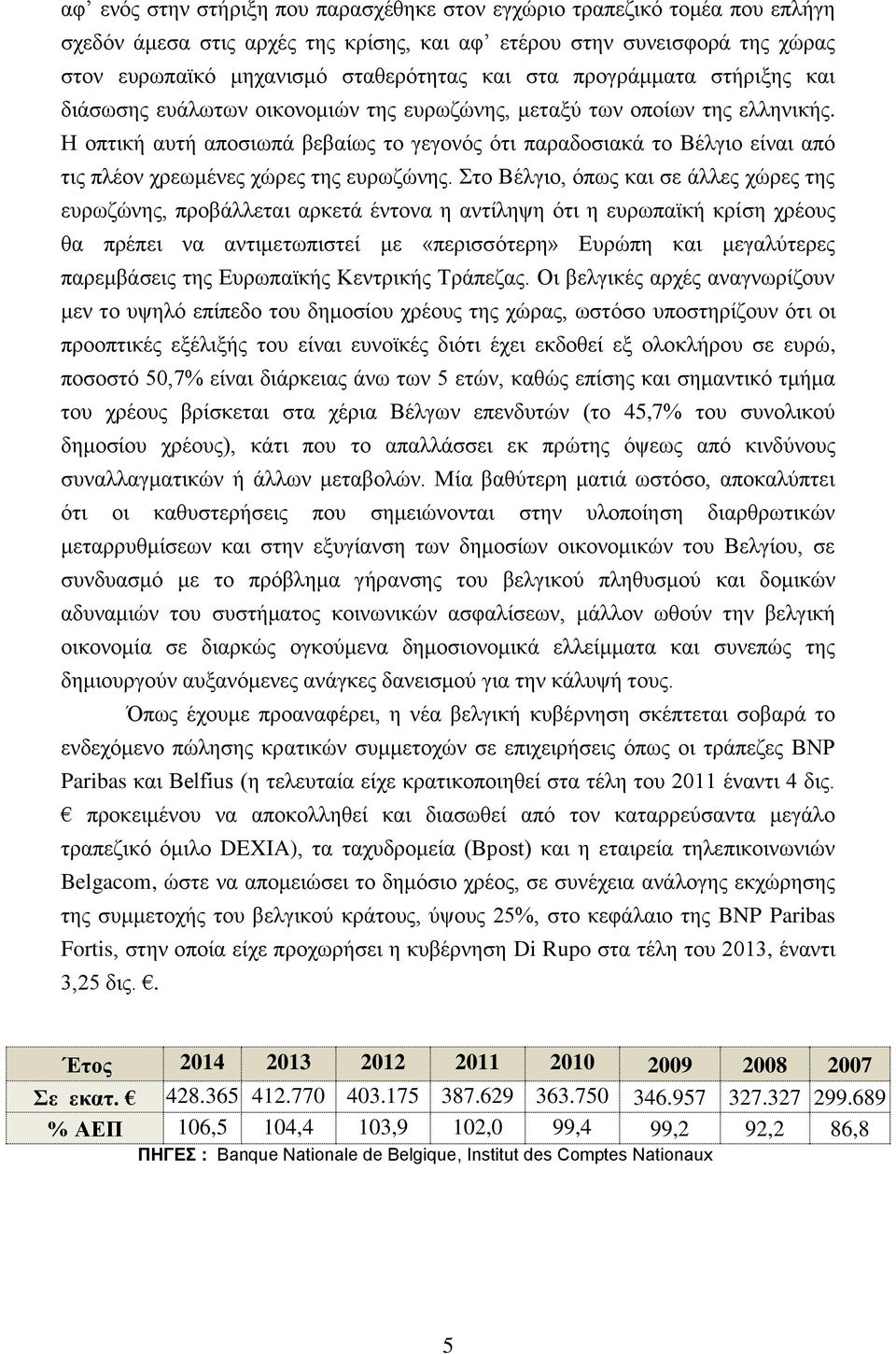 Η οπτική αυτή αποσιωπά βεβαίως το γεγονός ότι παραδοσιακά το Βέλγιο είναι από τις πλέον χρεωμένες χώρες της ευρωζώνης.