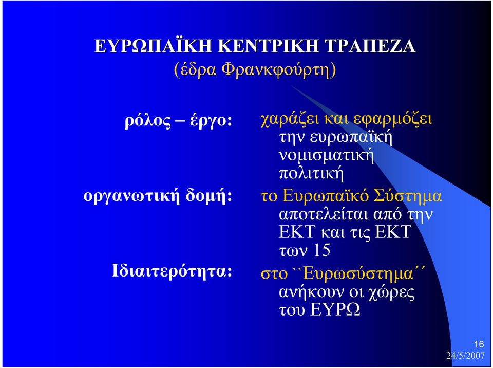 νοµισµατική πολιτική το Ευρωπαϊκό Σύστηµα αποτελείται από την