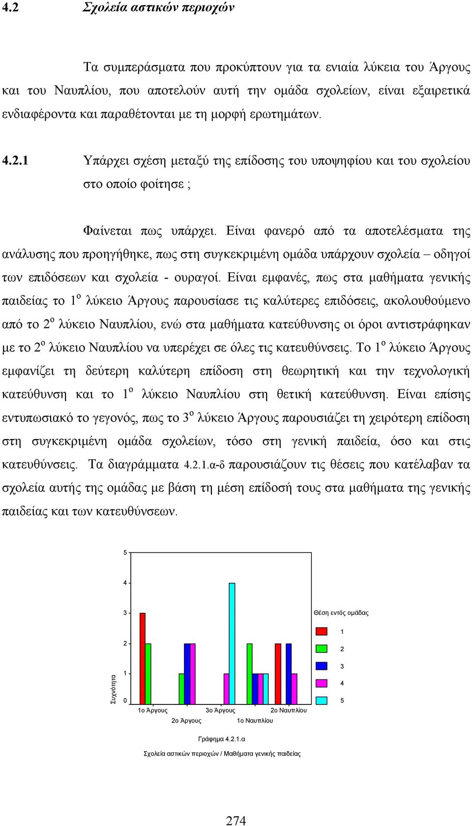 Είναι φανερό από τα αποτελέσµατα της ανάλυσης που προηγήθηκε, πως στη συγκεκριµένη οµάδα υπάρχουν σχολεία οδηγοί των επιδόσεων και σχολεία - ουραγοί.