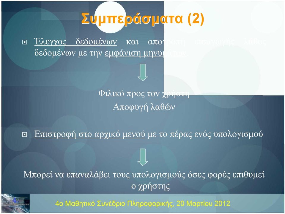 λάθος Φιλικό προς τον χρήστη Αποφυγή λαθών Επιστροφή στο αρχικό