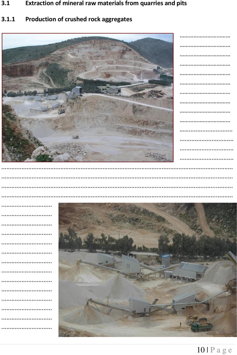 1 Production of crushed rock aggregates.