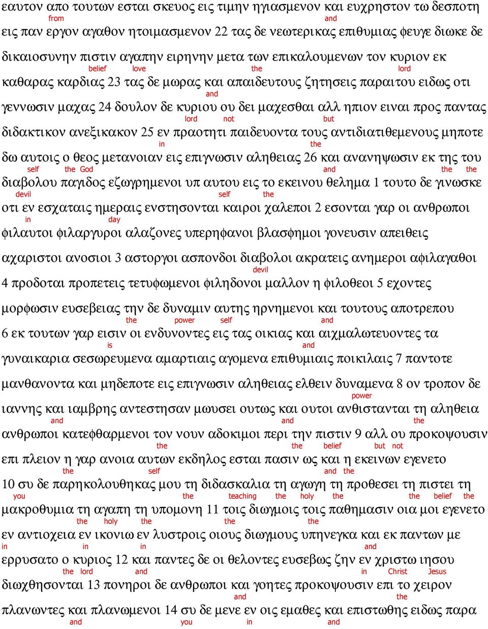 ειναι προς παντας lord not but διδακτικον ανεξικακον 25 εν πραοτητι παιδευοντα τους αντιδιατιθεµενους µηποτε in the δω αυτοις ο θεος µετανοιαν εις επιγνωσιν αληθειας 26 και ανανηψωσιν εκ της του self