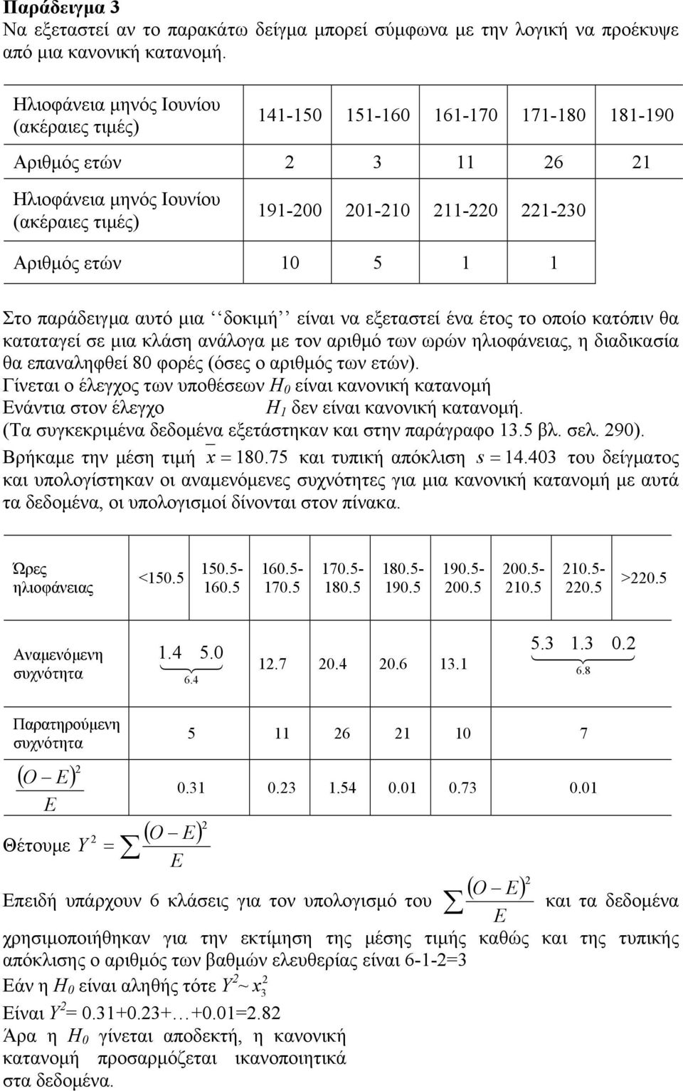 εξετατεί ένα έτος το οποίο κατόπιν θα καταταγεί ε µια κλάη ανάλογα µε τον αριθµό των ωρών ηλιοφάνειας, η διαδικαία θα επαναληφθεί 80 φορές (όες ο αριθµός των ετών).