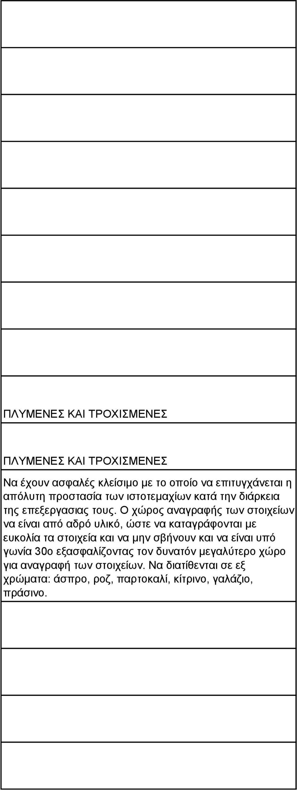 Ο ρώξνο αλαγξαθήο ησλ ζηνηρείσλ λα είλαη από αδξό πιηθό, ώζηε λα θαηαγξάθνληαη κε επθνιία ηα ζηνηρεία θαη λα κελ