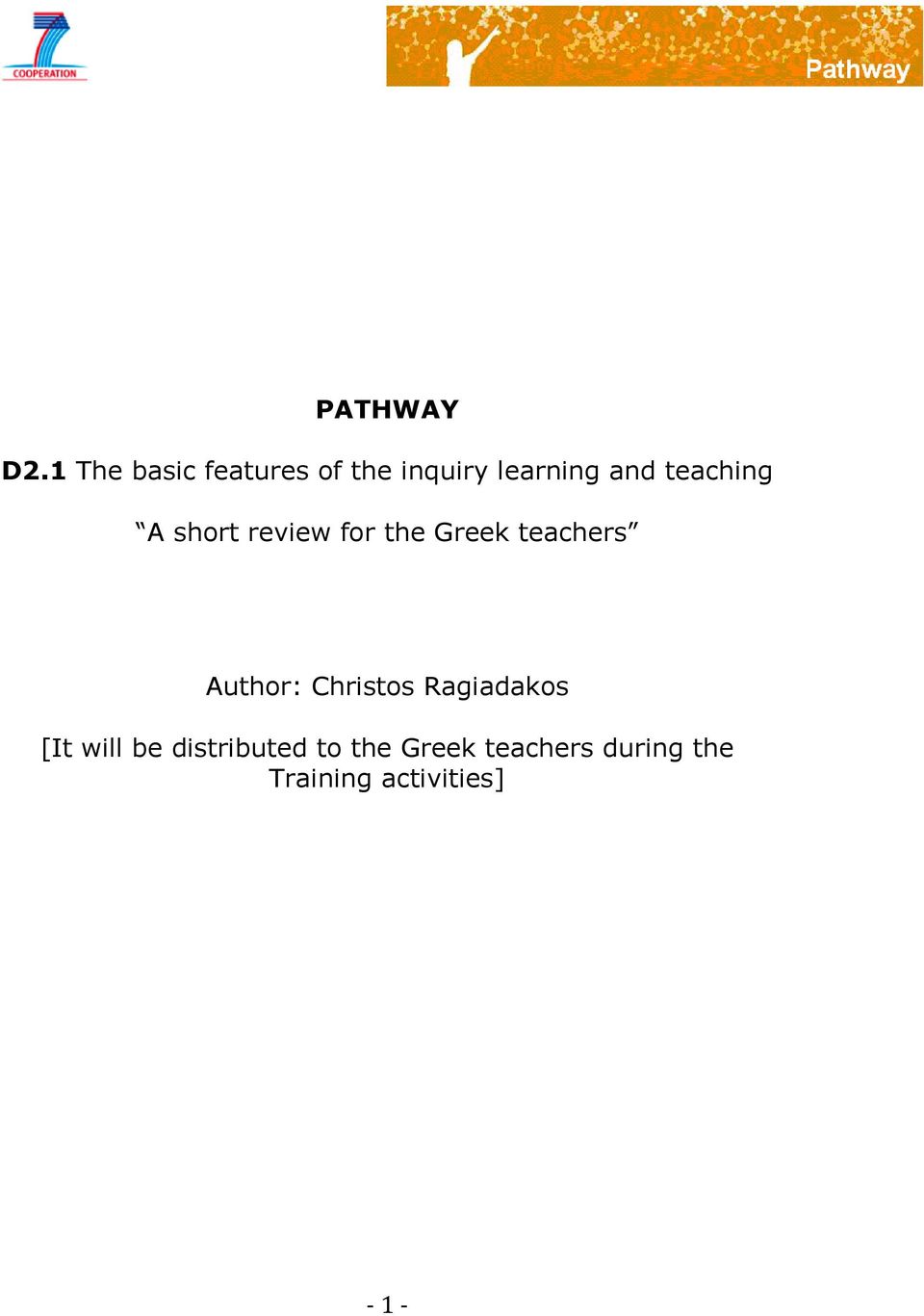 teaching A short review for the Greek teachers Author: