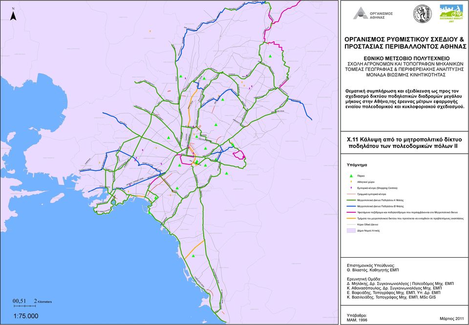 ποδηλατόδρομοι που περιλαμβάνονται στο ητροπολιτικό δίκτυο μήματα του μητροπολιτικού δικτύου που προτείνεται να ενταχθούν σε προβλεπόμενες αναπλάσεις Δ Π Κ Κύριο δικό Δίκτυο Δήμοι ομού ττικής Δ Λ Δ Λ
