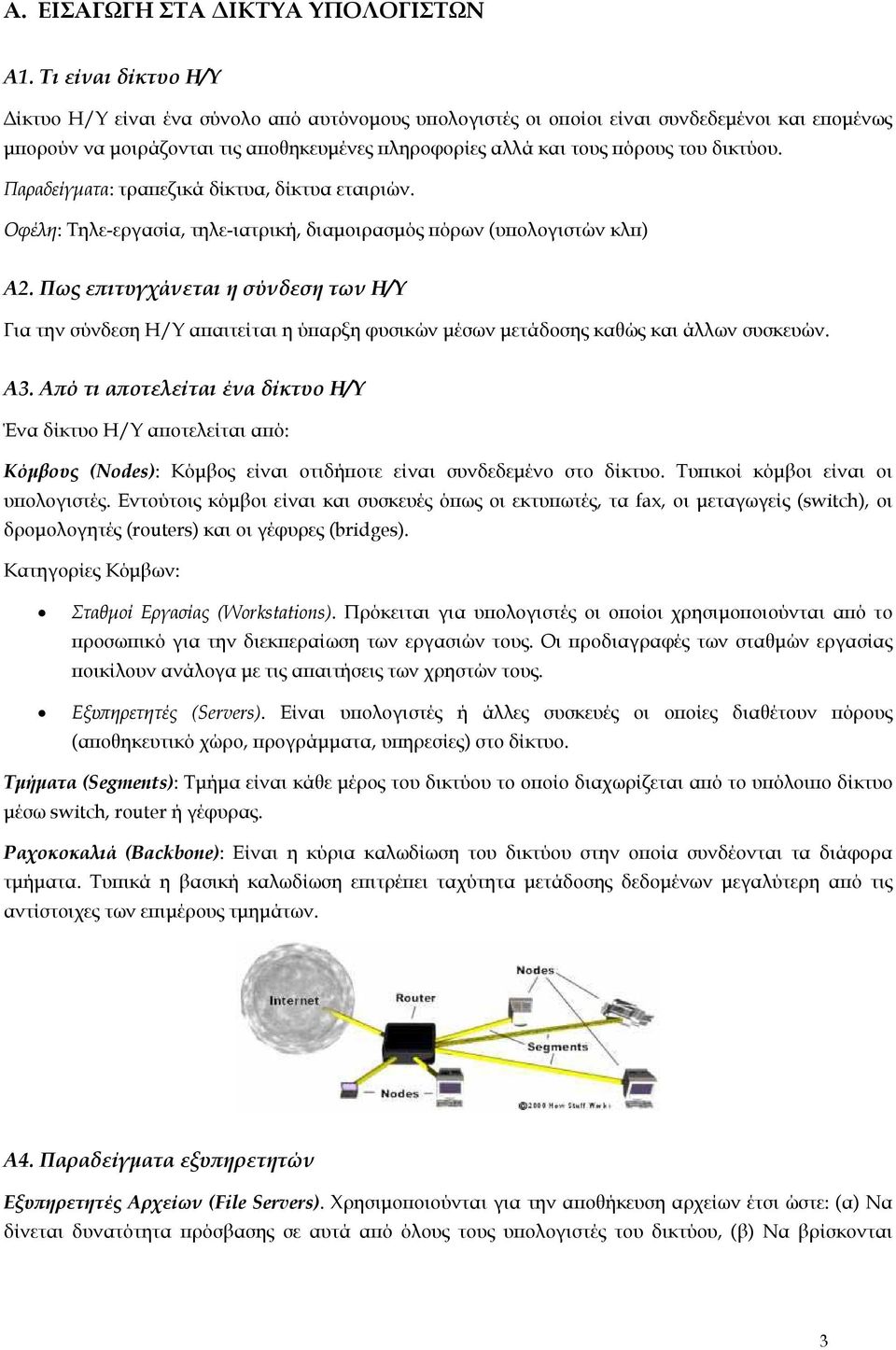 δικτύου. Παραδείγµατα: τραπεζικά δίκτυα, δίκτυα εταιριών. Οφέλη: Τηλε-εργασία, τηλε-ιατρική, διαµοιρασµός πόρων (υπολογιστών κλπ) Α2.