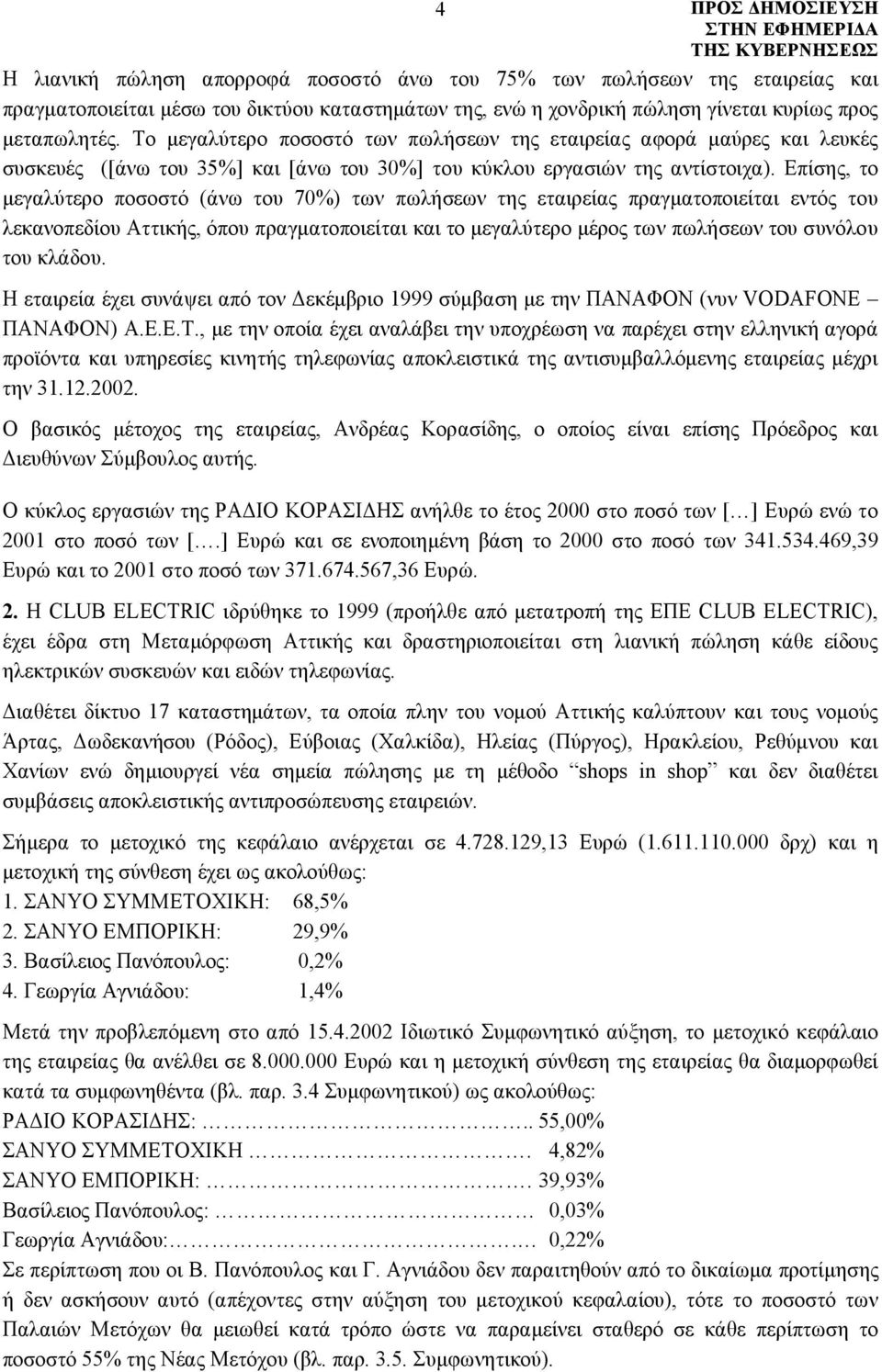 Επίσης, το μεγαλύτερο ποσοστό (άνω του 70%) των πωλήσεων της εταιρείας πραγματοποιείται εντός του λεκανοπεδίου Αττικής, όπου πραγματοποιείται και το μεγαλύτερο μέρος των πωλήσεων του συνόλου του