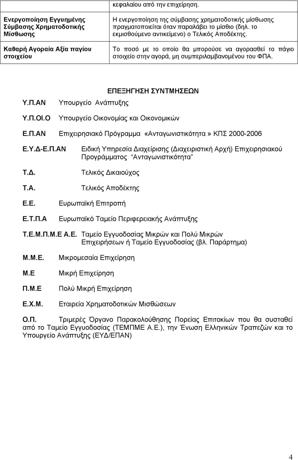το εκµισθούµενο αντικείµενο) ο Τελικός Αποδέκτης. Το ποσό µε το οποίο θα µπορούσε να αγορασθεί το πάγιο στοιχείο στην αγορά, µη συµπεριλαµβανοµένου του ΦΠΑ. Υ.Π.ΑΝ Υ.Π.ΟΙ.