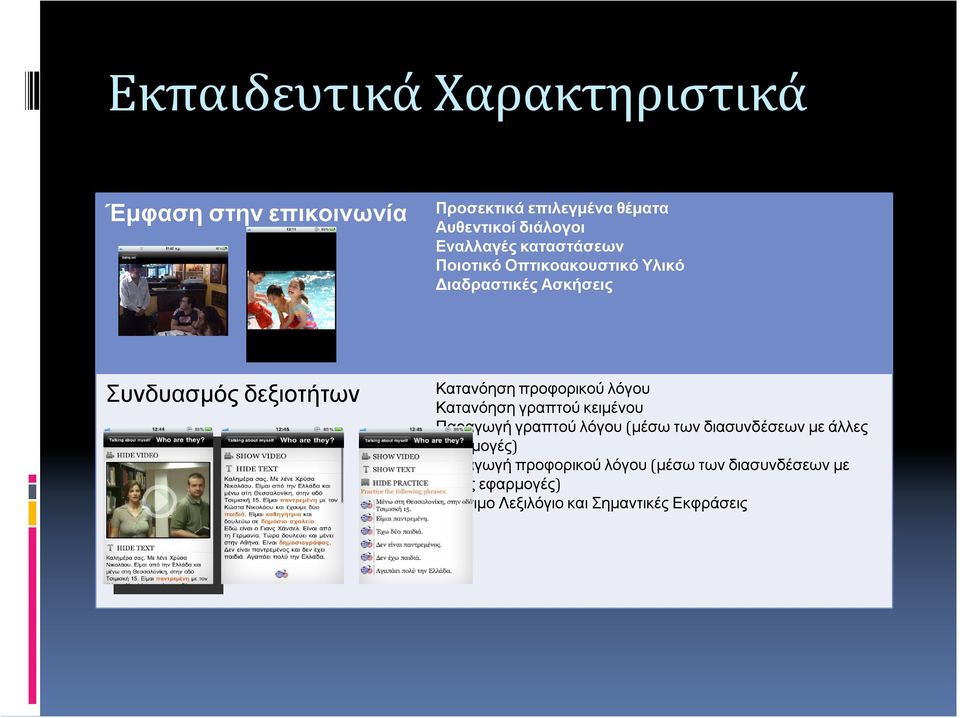 προφορικού λόγου Κατανόηση γραπτού κειμένου Παραγωγή γραπτού λόγου (μέσω των διασυνδέσεων με άλλες