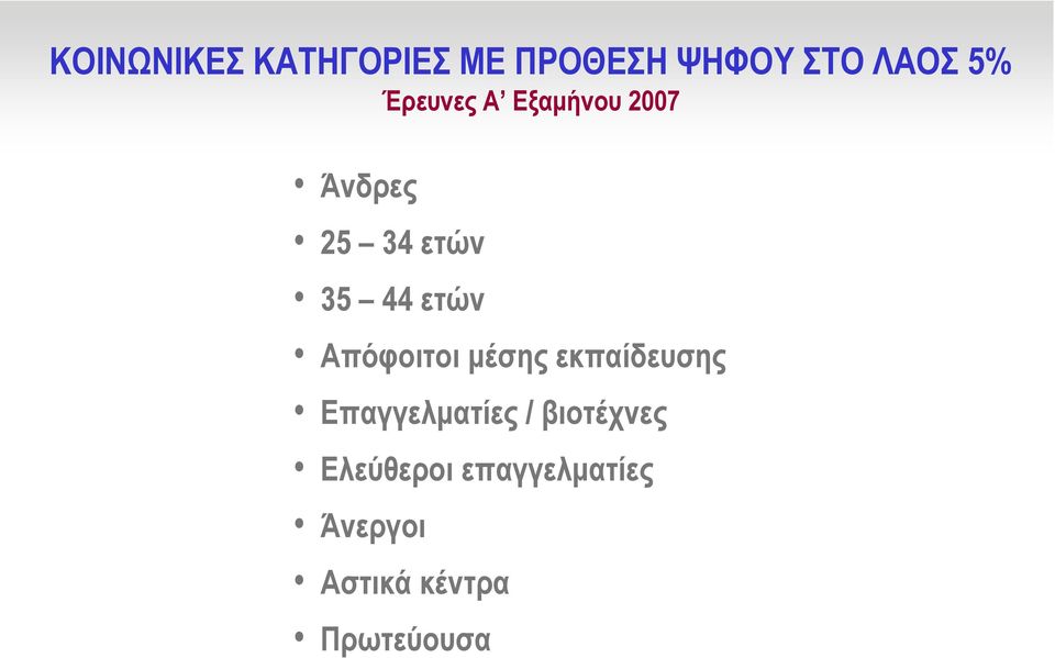 Απόφοιτοι µέσης εκπαίδευσης Επαγγελµατίες / βιοτέχνες