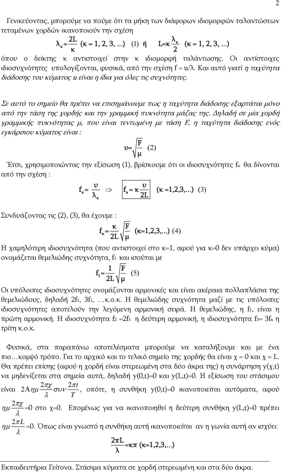 Και αυτό γιατί η ταχύτητα διάδοσης του ύματος u είναι η ίδια για όες τις συχνότητες.