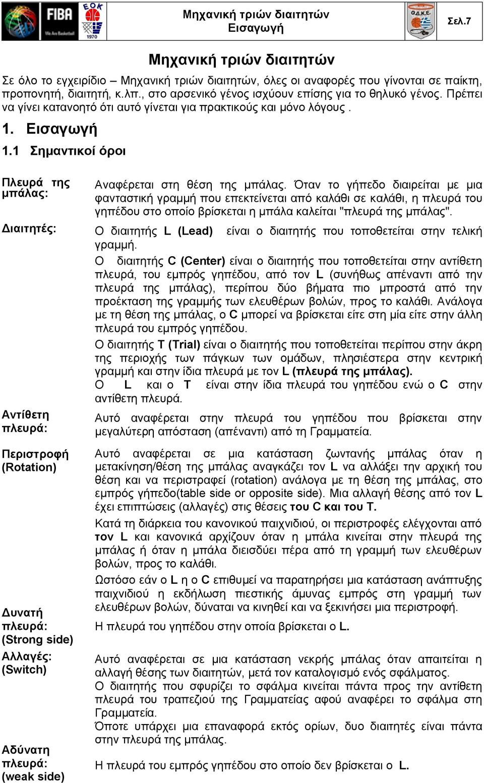1 Σημαντικοί όροι Πλευρά της μπάλας: Διαιτητές: Αντίθετη πλευρά: Περιστροφή (Rotation) Δυνατή πλευρά: (Strong side) Αλλαγές: (Switch) Αδύνατη πλευρά: (weak side) Αναφέρεται στη θέση της μπάλας.