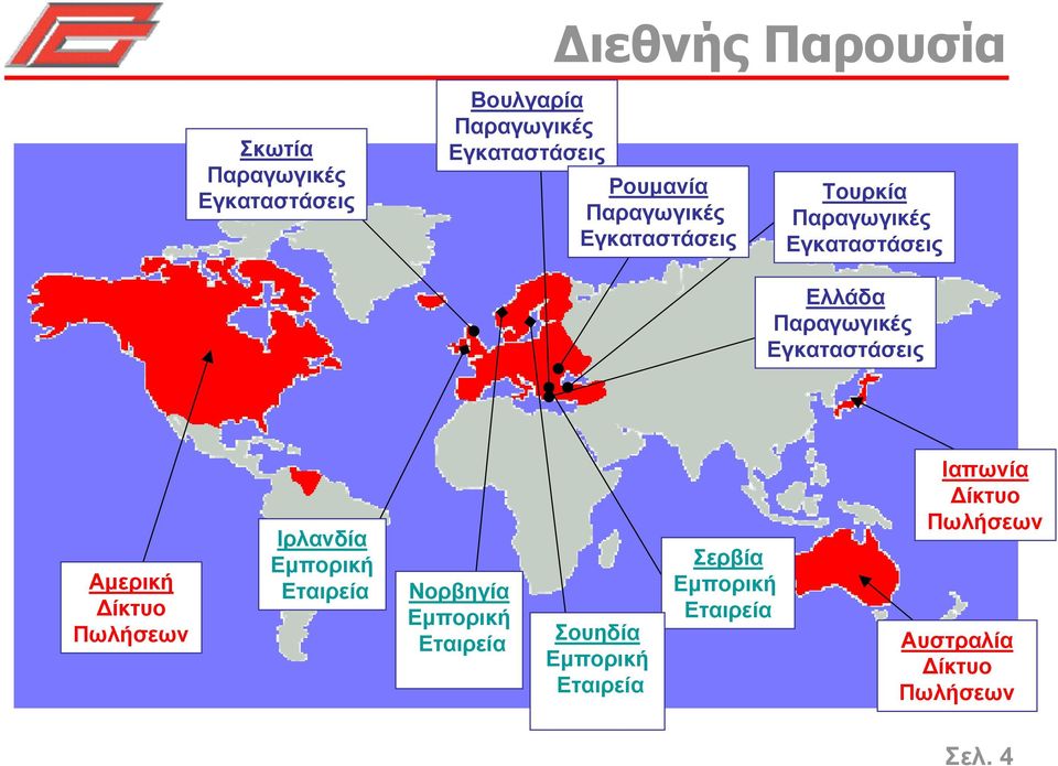 Εγκαταστάσεις Αµερική ίκτυο Πωλήσεων Ιρλανδία Εµπορική Εταιρεία Νορβηγία Εµπορική Εταιρεία