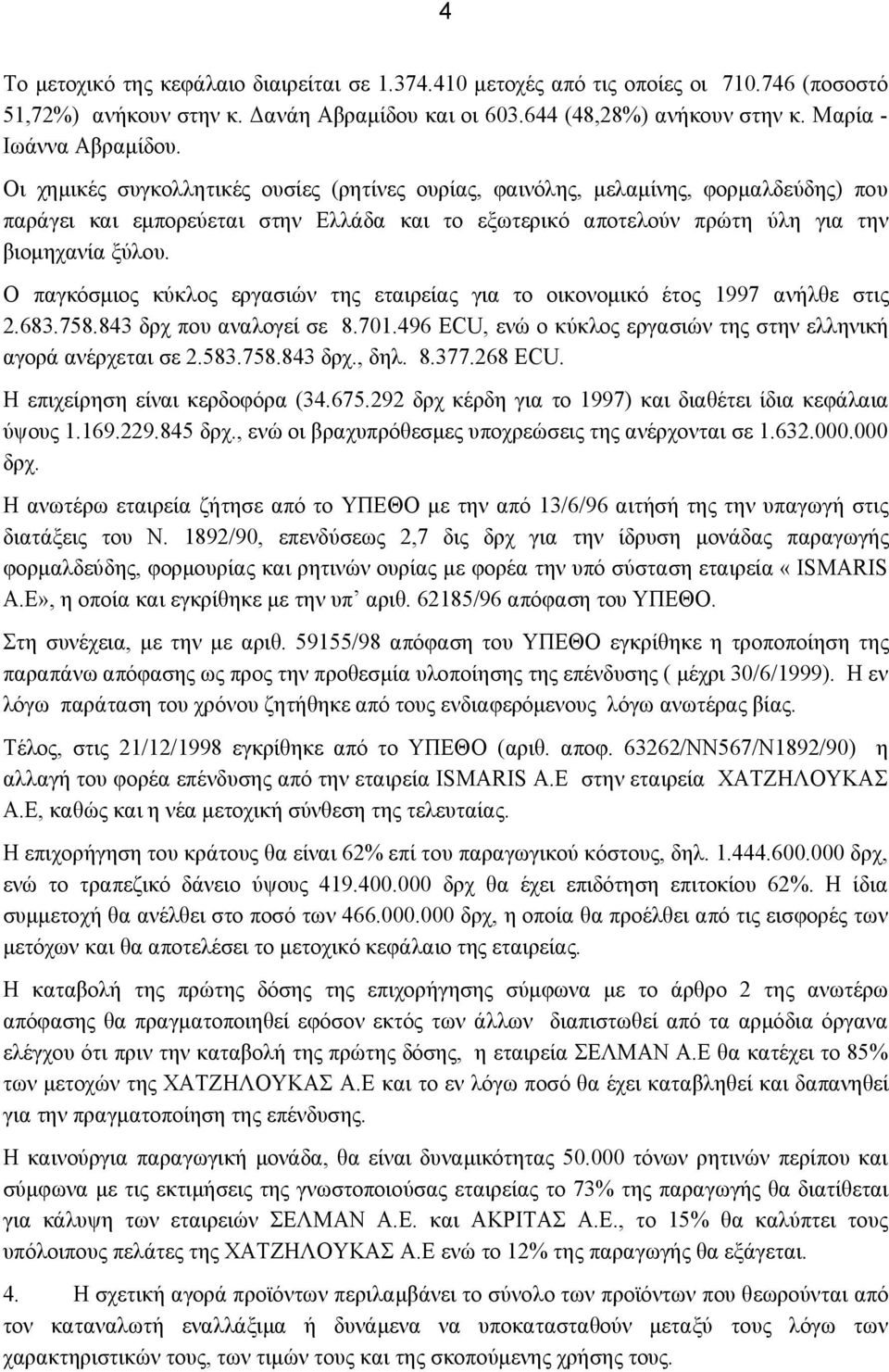 Ο παγκόσμιος κύκλος εργασιών της εταιρείας για το οικονομικό έτος 1997 ανήλθε στις 2.683.758.843 δρχ που αναλογεί σε 8.701.496 ECU, ενώ ο κύκλος εργασιών της στην ελληνική αγορά ανέρχεται σε 2.583.