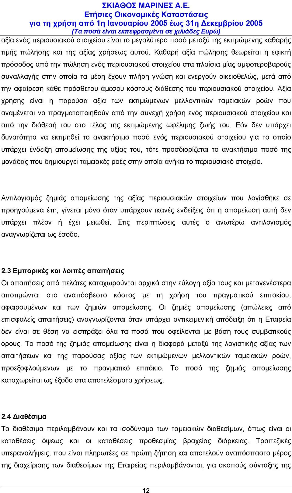 µετά από την αφαίρεση κάθε πρόσθετου άµεσου κόστους διάθεσης του περιουσιακού στοιχείου.