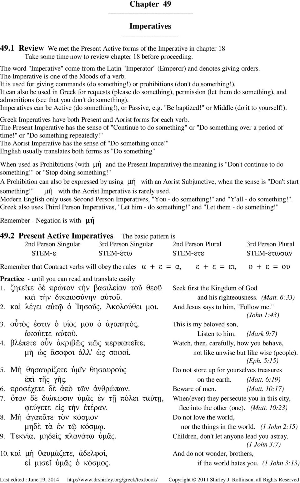 ) or prohibitions (don't do something!). It can also be used in Greek for requests (please do something), permission (let them do something), and admonitions (see that you don't do something).