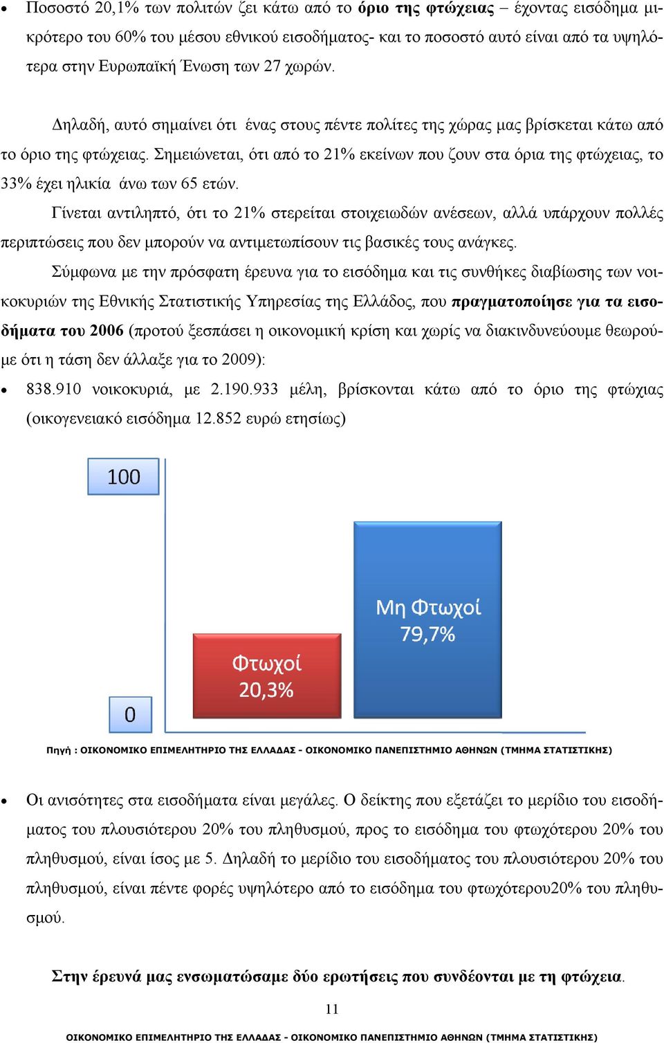 Σημειώνεται, ότι από το 21% εκείνων που ζουν στα όρια της φτώχειας, το 33% έχει ηλικία άνω των 65 ετών.